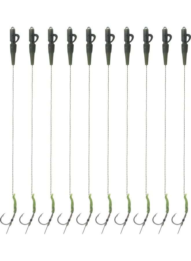 10-Piece Carp Fishing Hair with Line Hook Needle
