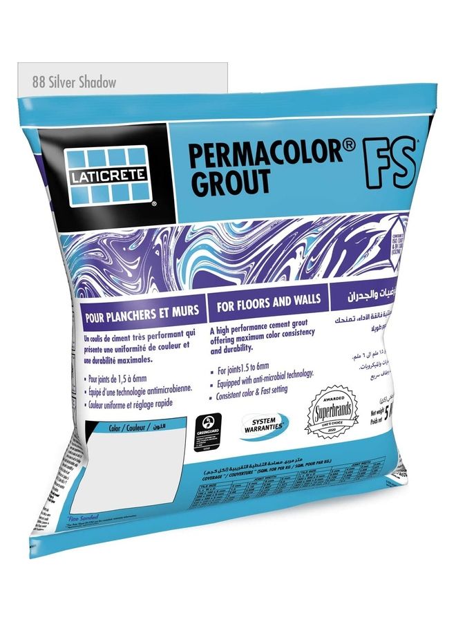 LATICRETE Permacolour Fs Grout Powder 88 Silver Shadow 290x290x108mm  - Image 1