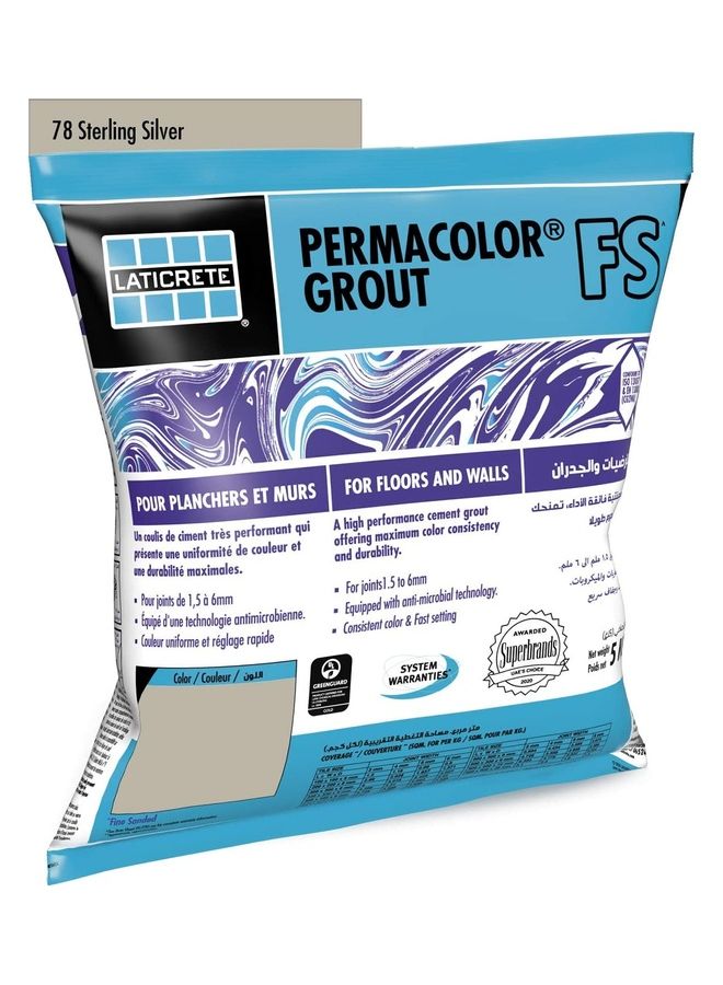 LATICRETE Permacolour Fs Grout Powder 78 Sterling Silver 290x290x105mm  - Image 1