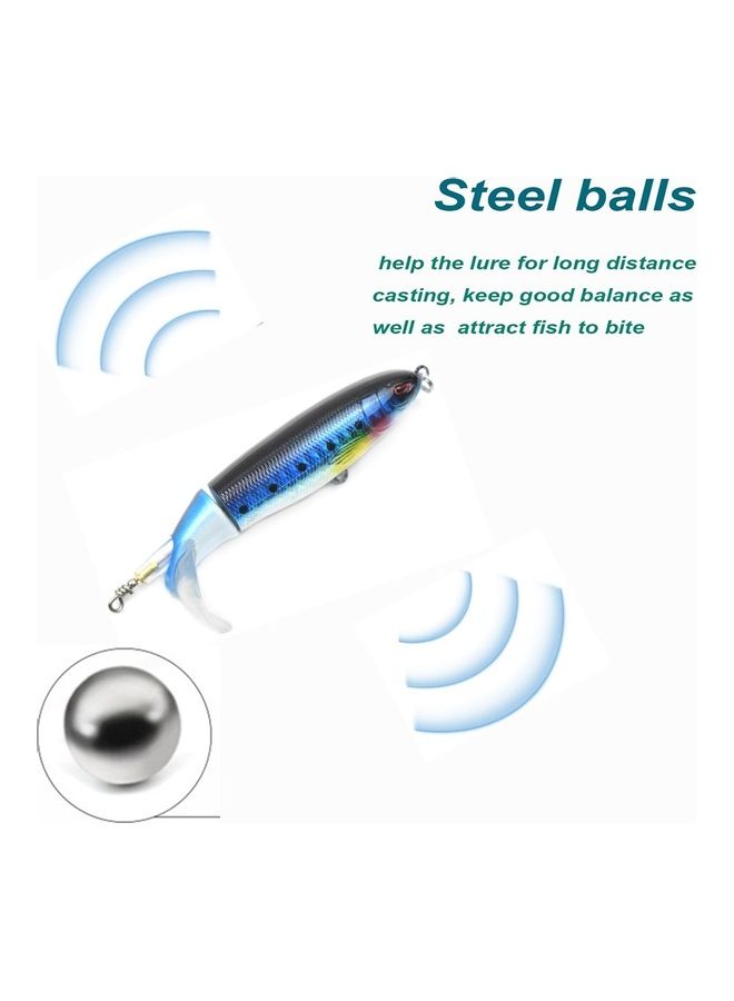 Generic Top Water Popper Artificial Hard Body Rotation Tail Fishing Lure with Treble Hooks - Image 2