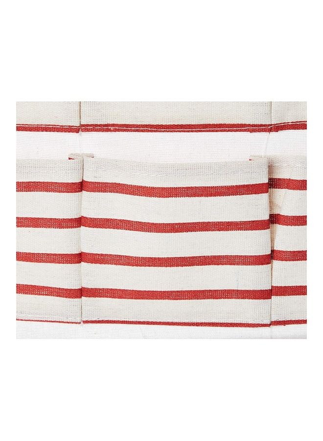 8 Pockets Striped Hanging Storage Bag White/Red/Beige - Image 4