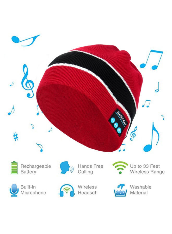 Music Knitted Hat Red - Image 1