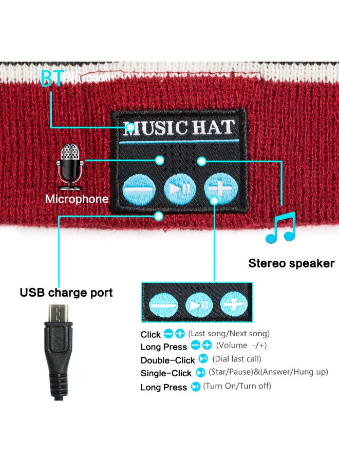 Music Knitted Hat Red - Image 5