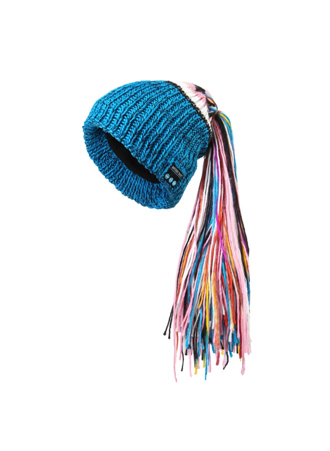 Music Knitted Hat Blue - Image 1