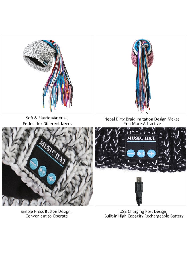 Music Knitted Hat Blue - Image 4