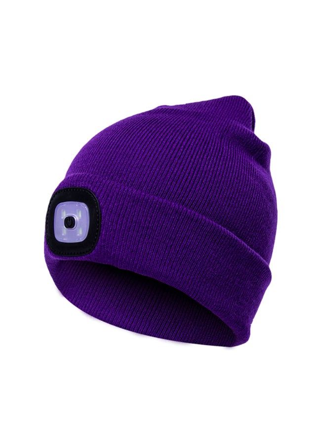 Kintted Hat With Led Light Purple - Image 1