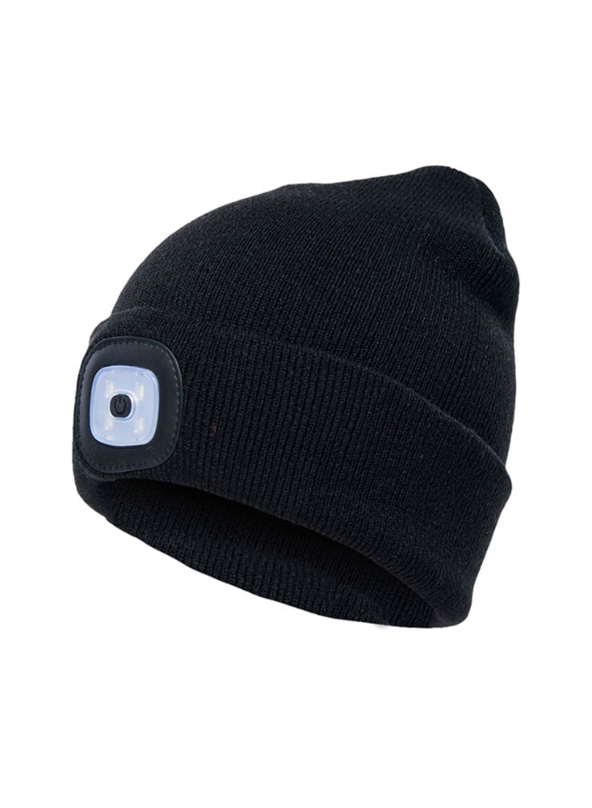قبعة محاكة مع ضوء LED أسود - Image 1