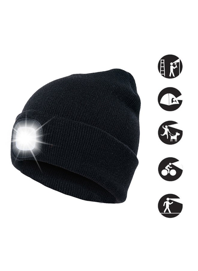 قبعة محاكة مع ضوء LED أسود - Image 2