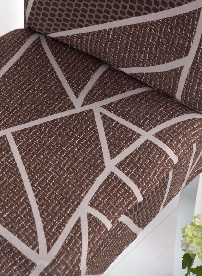 شاربدو غطاء كرسي مطاطي من قطعة واحدة بني - Image 4