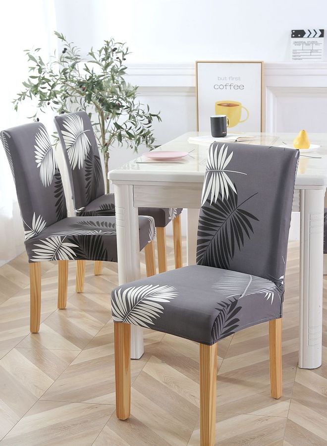 شاربدو غطاء كرسي مطاطي بطبعة من قطعة واحدة رمادي / أبيض / أسود - Image 3