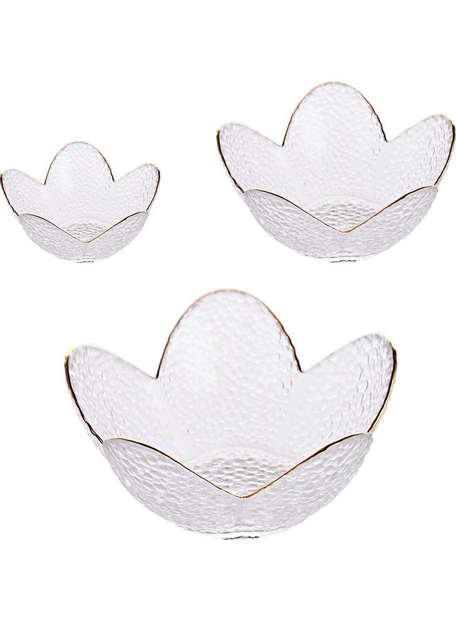 Shuer 3-Piece Gold Drawing Glass Plate For Unicorn Lotus Clear 16.5x7.5x9cm  - Image 1