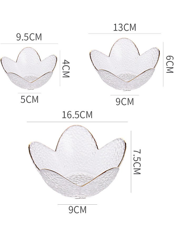 Shuer 3-Piece Gold Drawing Glass Plate For Unicorn Lotus Clear 16.5x7.5x9cm  - Image 2