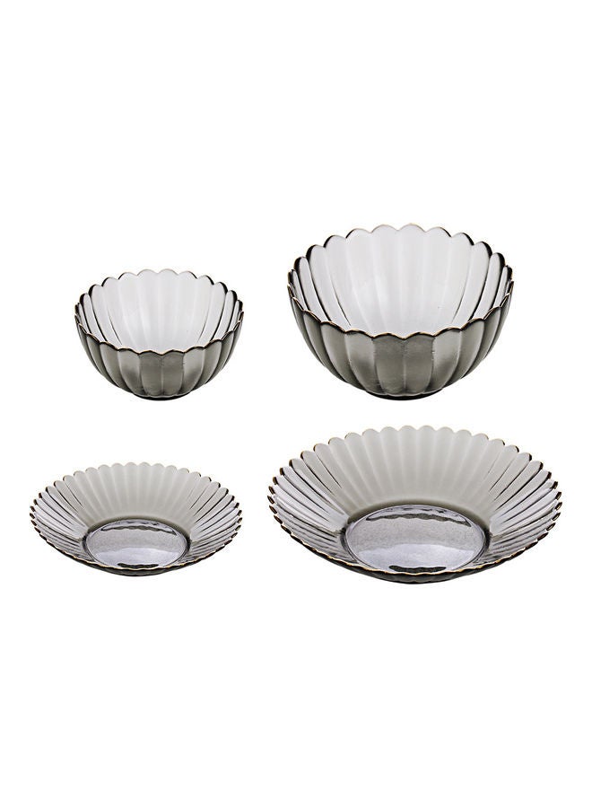 شور مجموعة سلطانيات وأطباق من الزجاج من 4 قطع أسود 25 X 25 X 11.5سم - Image 1
