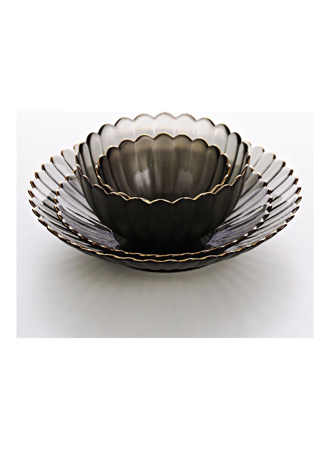 شور مجموعة سلطانيات وأطباق من الزجاج من 4 قطع أسود 25 X 25 X 11.5سم - Image 5