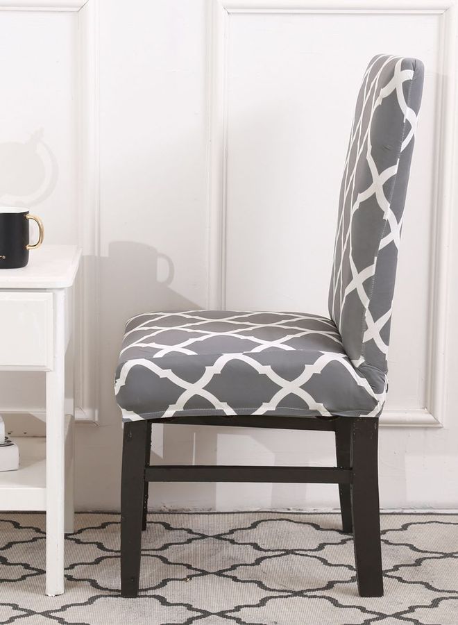 Sharpdo One-Piece Stretch Chair Cover Grey/White - Image 2