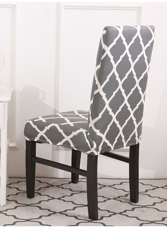 Sharpdo One-Piece Stretch Chair Cover Grey/White - Image 3