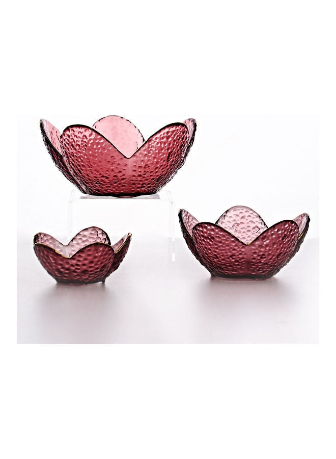 Shuer 3-Piece Gold Drawing Glass Plate For Unicorn Lotus Purple 17 X 17 X 8cm  - Image 5