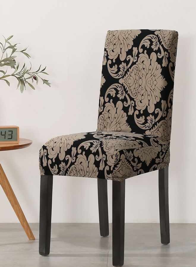 Sharpdo One-Piece Printed Stretch Chair Cover Beige/Black - Image 1
