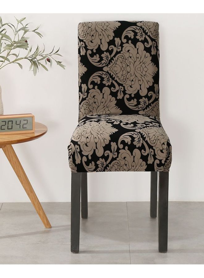 Sharpdo One-Piece Printed Stretch Chair Cover Beige/Black - Image 2