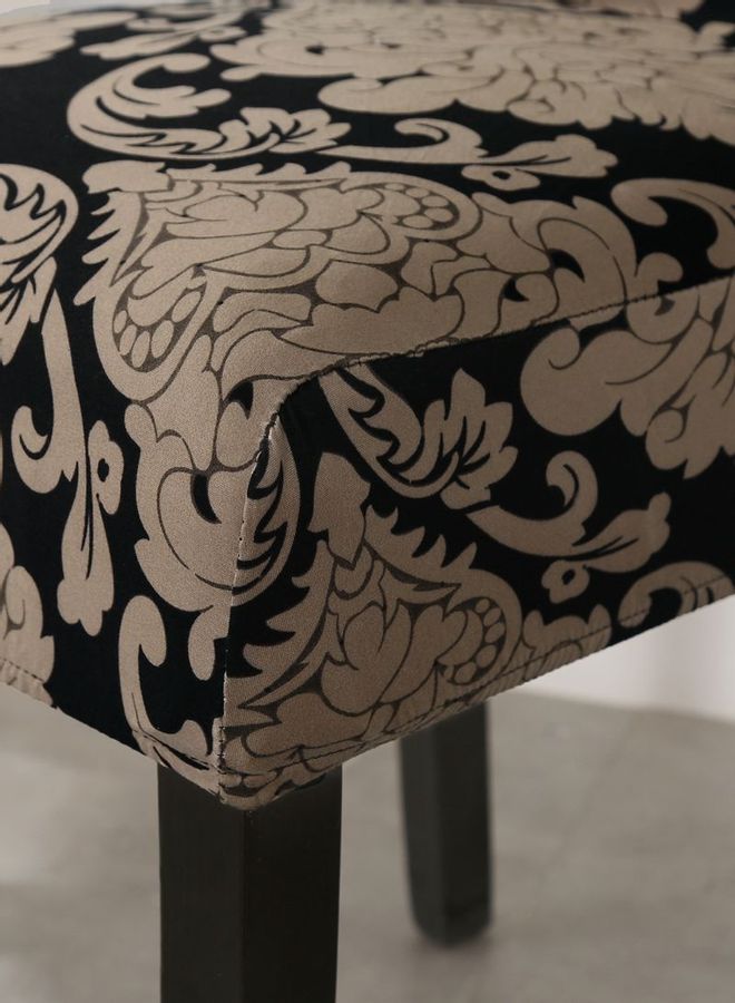 Sharpdo One-Piece Printed Stretch Chair Cover Beige/Black - Image 3