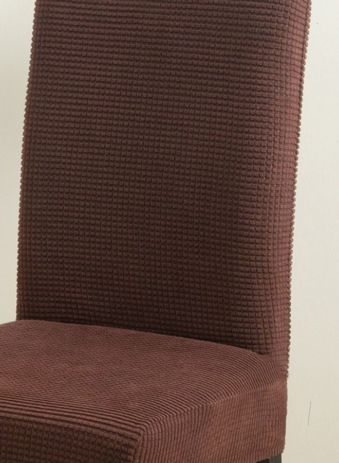 شاربدو غطاء كرسي مطاطي من قماش مخملي مضلع بني 38 x 38 x 45سم  - Image 5