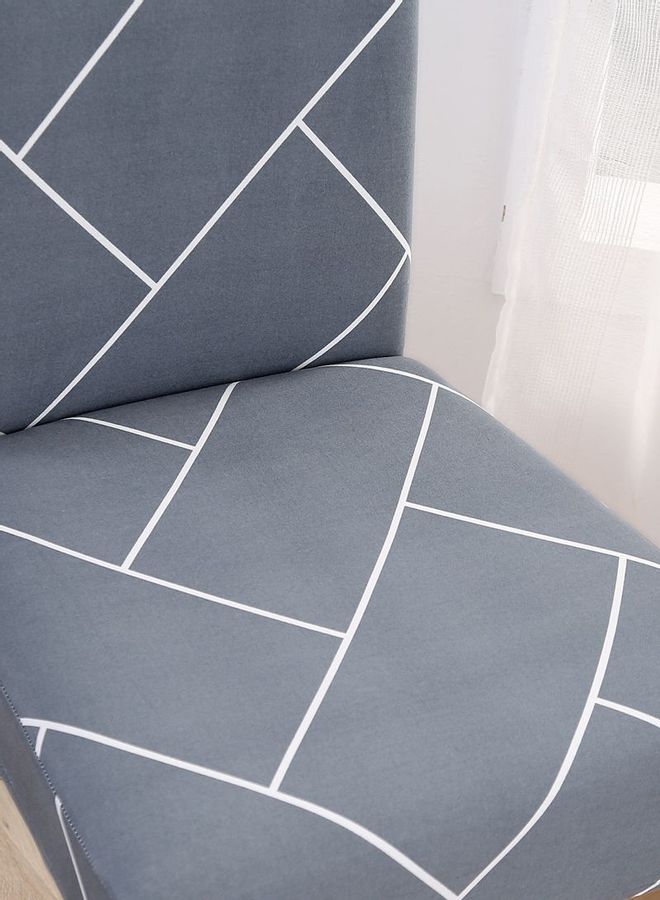 شاربدو غطاء كرسي مطاطي من قطعة واحدة رمادي / أبيض - Image 4