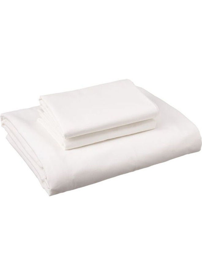 Fitting Bed Sheet Set 2 Pillow Cases and 1 Bed Sheet Cotton White 120x200cm  - Image 1