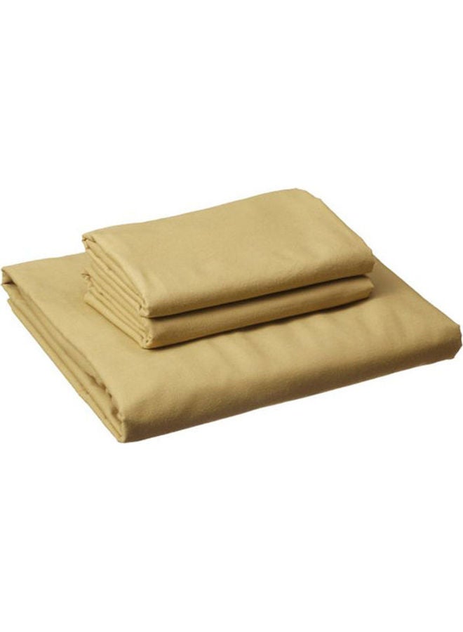 طقم من شرشف سرير بحوافٍ مطاطية وغطائين للوسادة قطن بيج داكن 120x200سم - Image 1