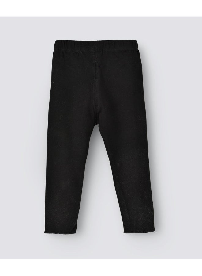 babyqlo Flower Applique Detail Mid-Rise Leggings Black/Pink  - Image 2
