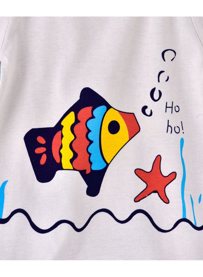 babyqlo Fish Graphic Printed Short Sleeve Onesies Multicolour  - Image 3