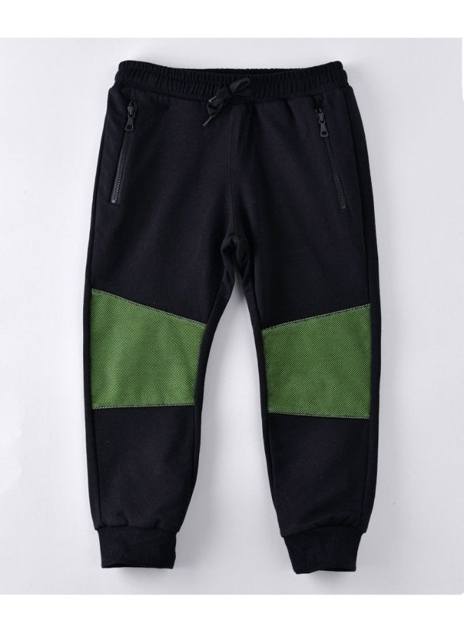 جام بنطال رياضي للركض بخصر مطاطي ورباط وبتصميم متعدد الألوان أسود/أخضر - Image 1