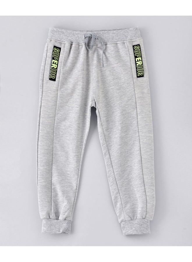 JAM Superior Slogan Drawstring Waistband Joggers Grey/Black/Green - Image 1