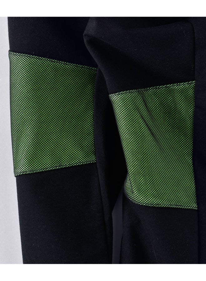 جام بنطال رياضي للركض بخصر مطاطي ورباط وبتصميم متعدد الألوان أسود/أخضر - Image 4