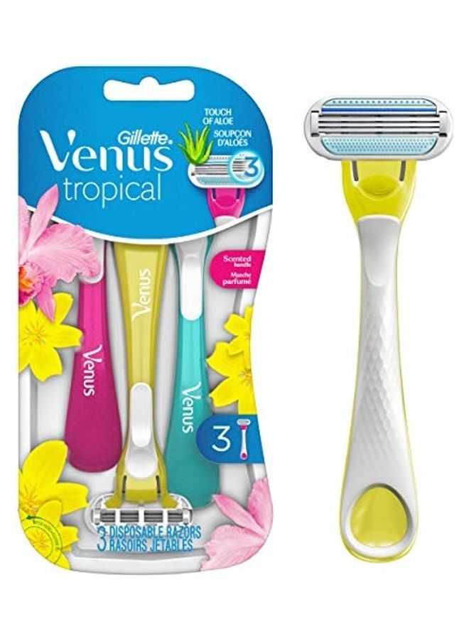 Gillette 3 Pack Tropical Disposable Razor Multicolour