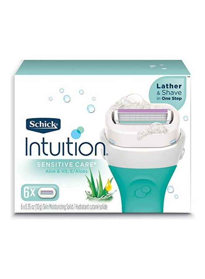 schick Intuition Sensitive Skin Womens Razor Refills with Vitamin E & Aloe, Pack of 6 Green/White