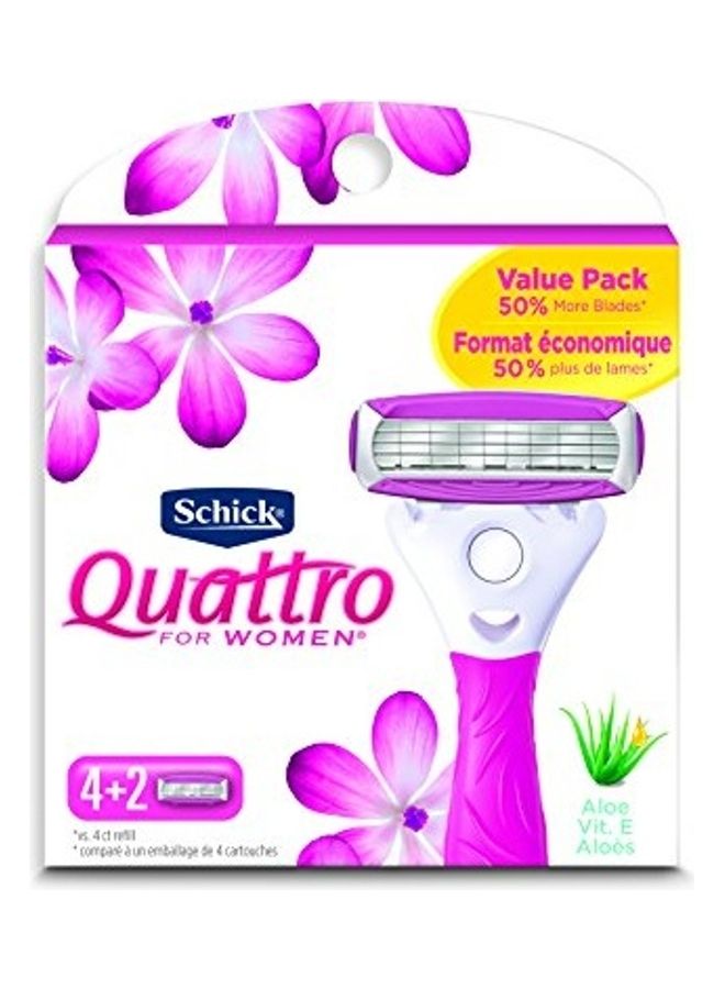 شيك Ultra Smooth Razor Blade Refills for Women Value Pack of 6 Purple/White