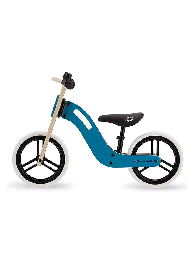 Kinderkraft Wooden Balance Bike Uniq, Lightweight Bicycle, Easy Transport, 12 Inches Wheels, With Ajustable Saddle, Accessories, Bell, 2 Handles, For Toddlers, From 2 To 5 Years, To 35 Kg, Turquoise 83 x 54 x 40cm - Image 3