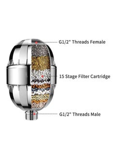 High Output Shower Head Filter Silver 3.14x4.18cm