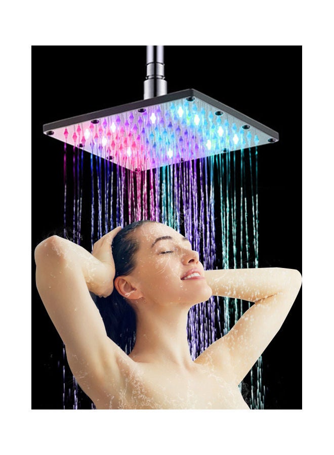 رأس دش شلال المطر مزود بإضاءة LED فضي 8بوصة - Image 4