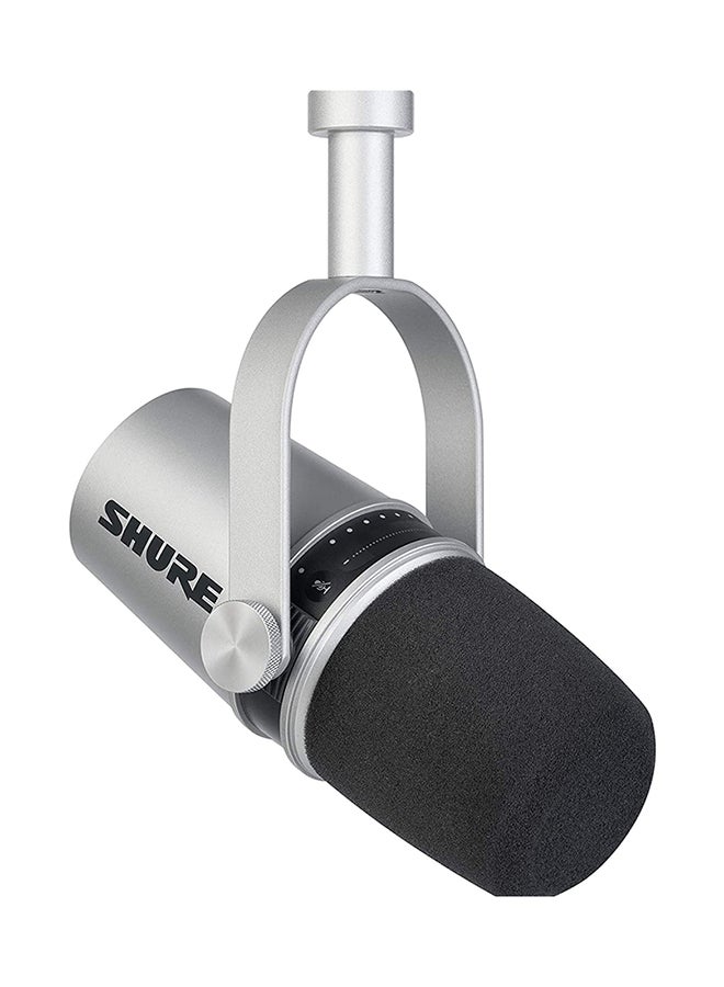 Shure USB Podcast Microphone For Podcasting MV7-S Silver  - Image 1