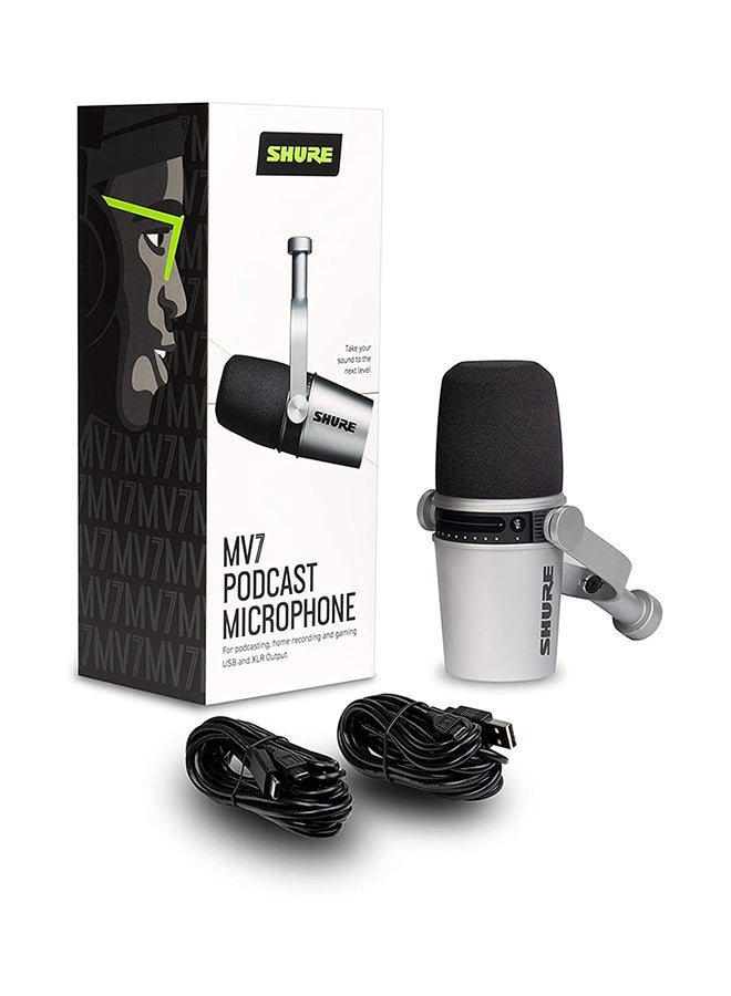 Shure USB Podcast Microphone For Podcasting MV7-S Silver  - Image 2