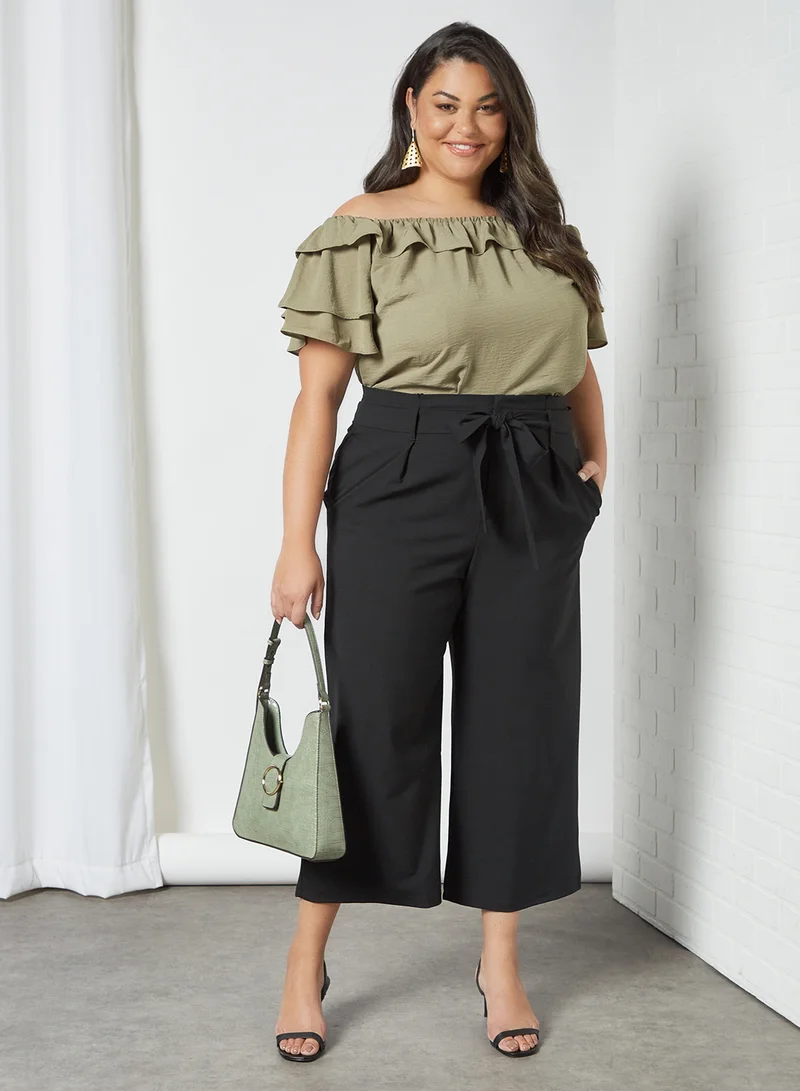 Only Carmakoma Curve Tie-Waist Culottes Black