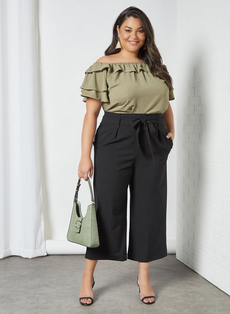 Only Carmakoma - Curve Tie-Waist Culottes Black - Image 1