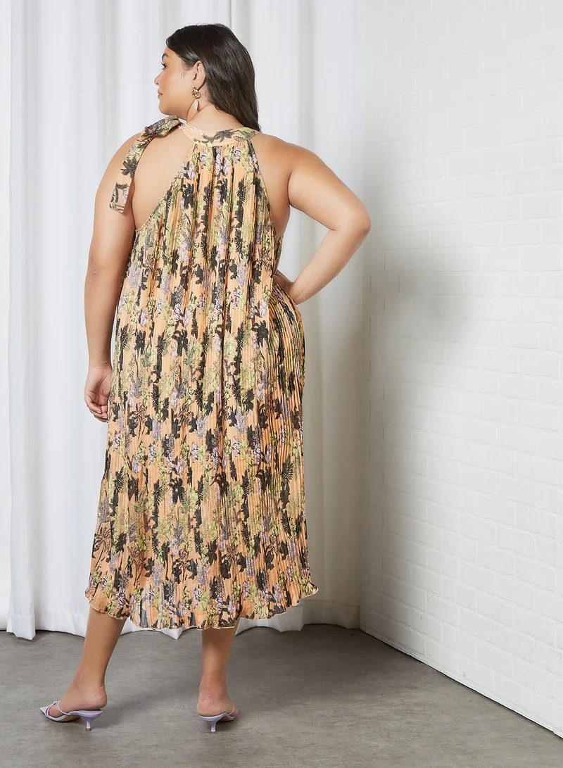 VERO MODA Curve All Over Print Dress Coral Sands