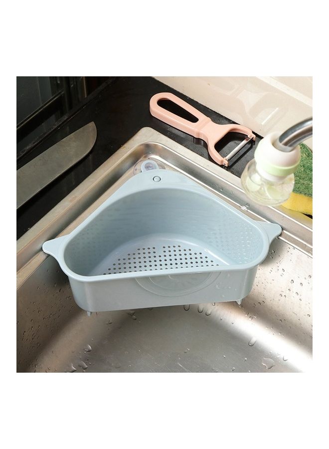 Triangle Kitchen Sink Sucker Drain Basket Plastic Storage Rack blue 28 x 16 x 12cm - Image 1