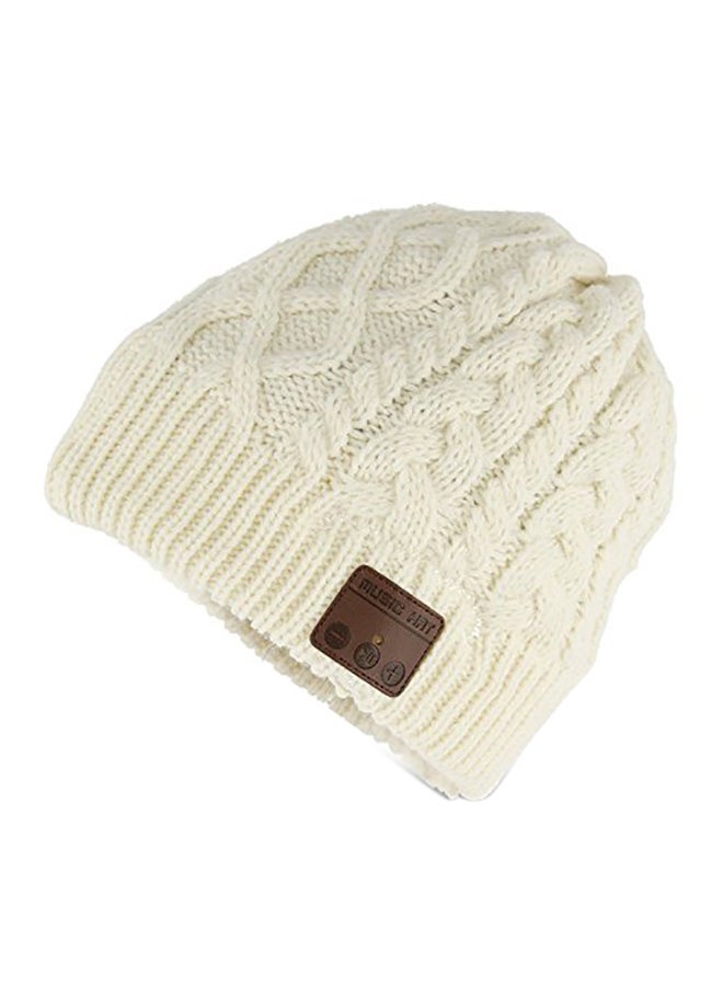Wireless Beanie Earphones With Mic Warm White  - Image 1