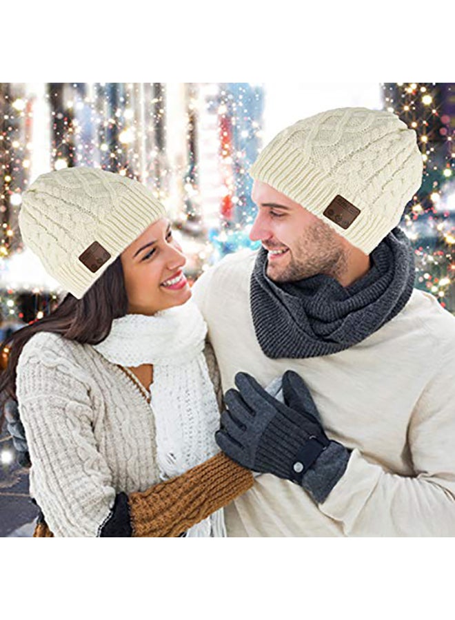 Wireless Beanie Earphones With Mic Warm White  - Image 4