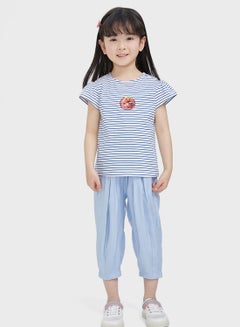 Balabala Pleated Cropped Pants Blue  - Image 1