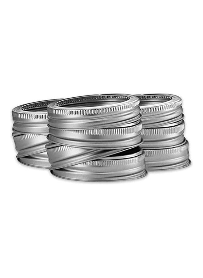 12-Piece Mason Jar Lid Cover Silver 7x7x1.4cm  - Image 1