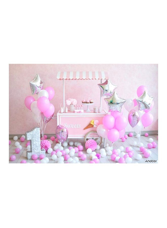 ANDOER First Birthday Backdrop Photography Background Pink/White - Image 1